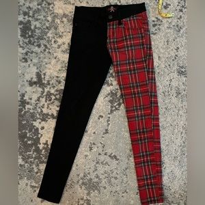 Two Tone Black Red Plaid Royal Bones Jeans